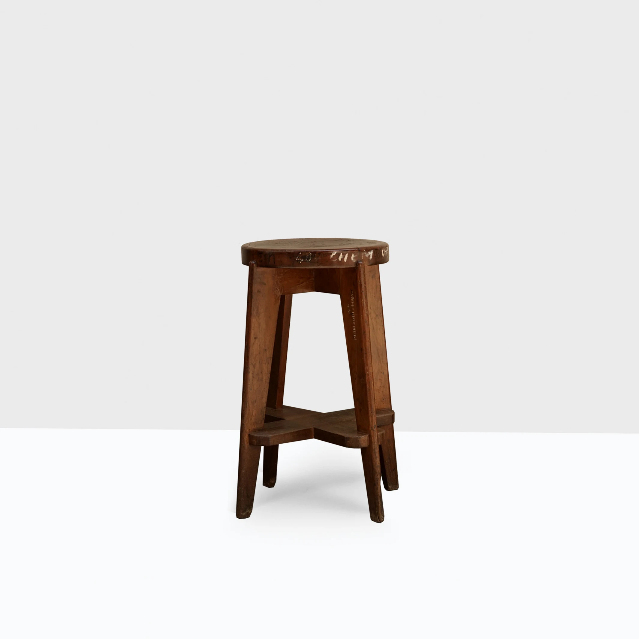 Pierre Jeanneret, High stool with cane